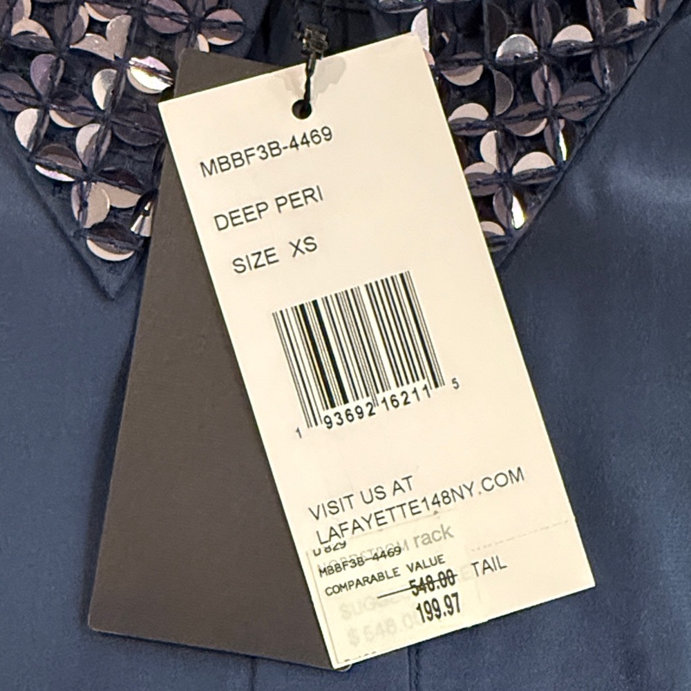 Lafayette 148 New York Midnight Blue Sequin Top - Picture 4 of 6